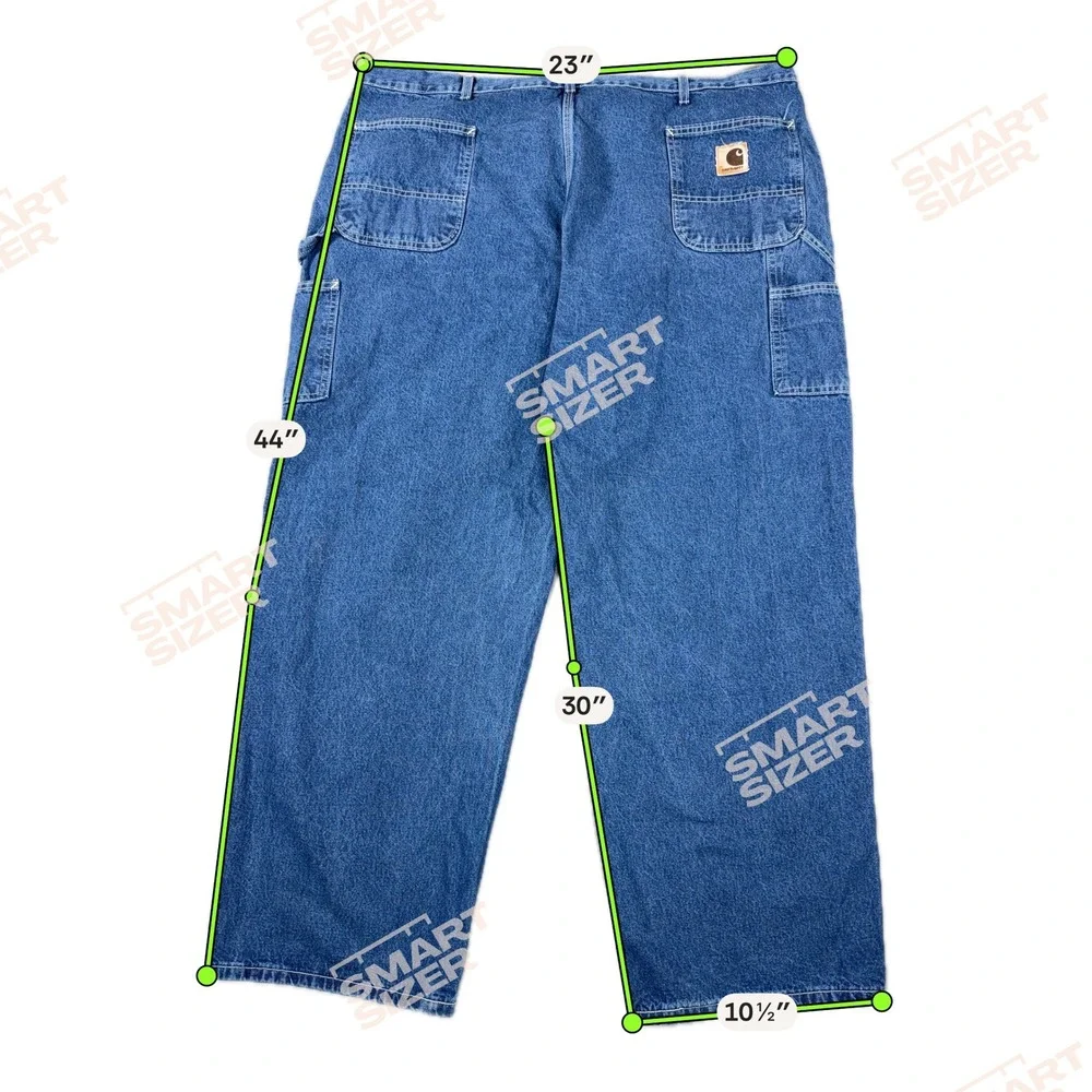 Vintage Carhartt Carpenter Jeans USA Fits 46x30 Blue Denim Work Pants Men's
